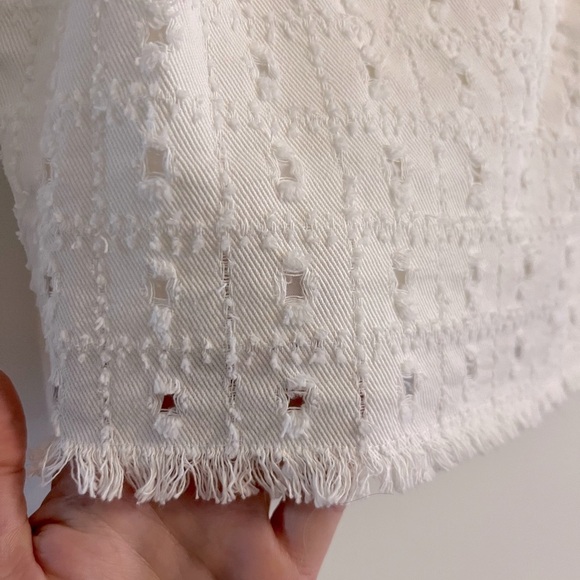 Lulu’s Downtown White Distressed Denim Sleeveless Crop Top - Picture 4 of 6